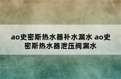 ao史密斯热水器补水漏水 ao史密斯热水器泄压阀漏水